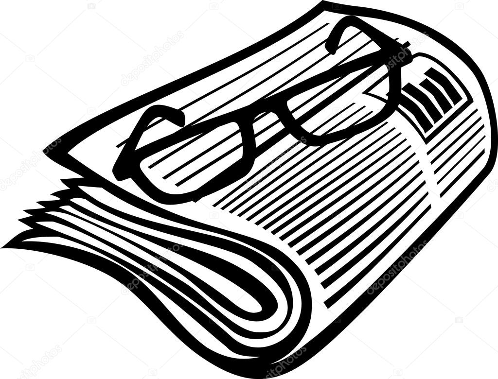 Newspaper icon and reading glasses
