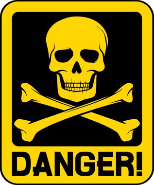 Vector danger sign with skull symbol clipart