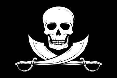 Korsan vektör bayrağı (jolly roger korsan bayrağıyla kafatası ve çapraz kemikler)