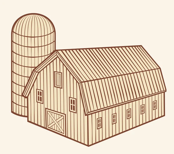 Barn and silo — Stock Vector