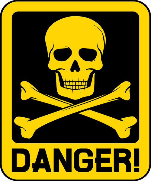 Vector danger sign with skull symbol