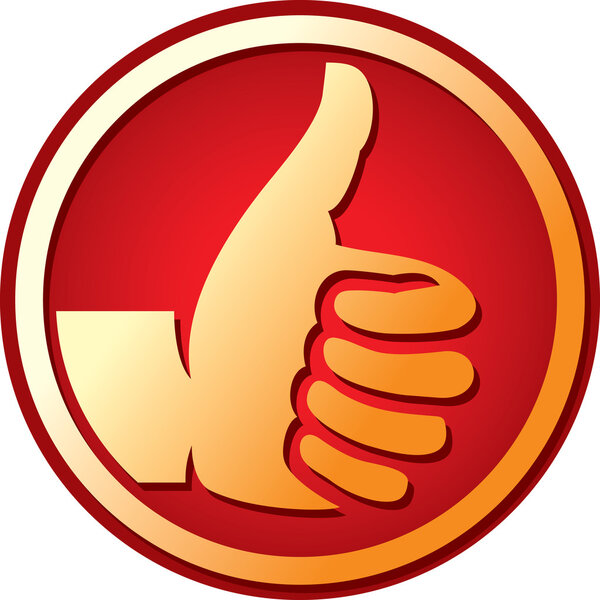 Vector hand showing thumbs up button