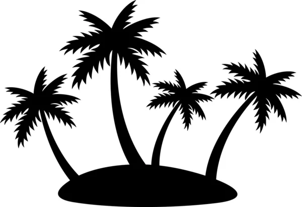 Ilustração da ilha tropical com quatro palmeiras — Vetor de Stock