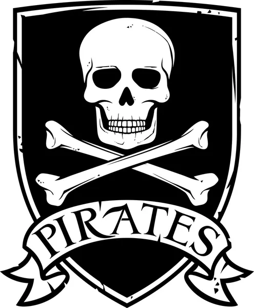 Bandiera vettoriale dei pirati (bandiera pirata jolly roger con teschio e ossa incrociate ) — Vettoriale Stock