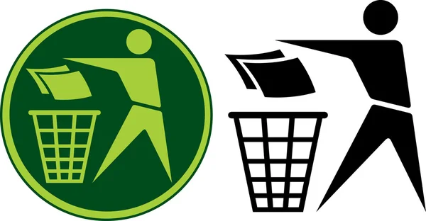 Sinal de reciclagem (Etiqueta de sinal de reciclagem, Ícone de botão de sinal de reciclagem ) — Vetor de Stock