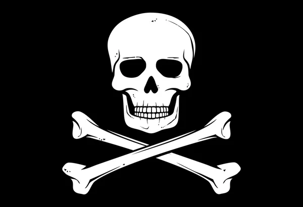 Pirate vector flag (jolly roger pirate flag with skull and cross bones) — Stock Vector