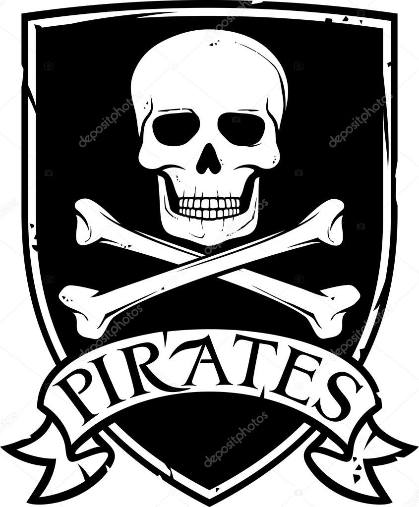 Pirate vector flag (jolly roger pirate flag with skull and cross bones)