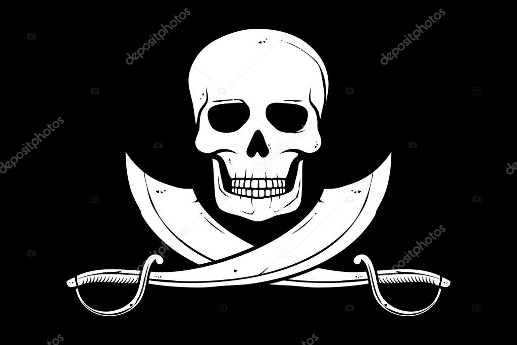 Pirate vector flag (jolly roger pirate flag with skull and cross bones)