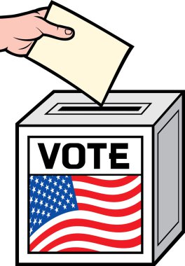 Illustration of a ballot box with the flag of the united states of america. clipart