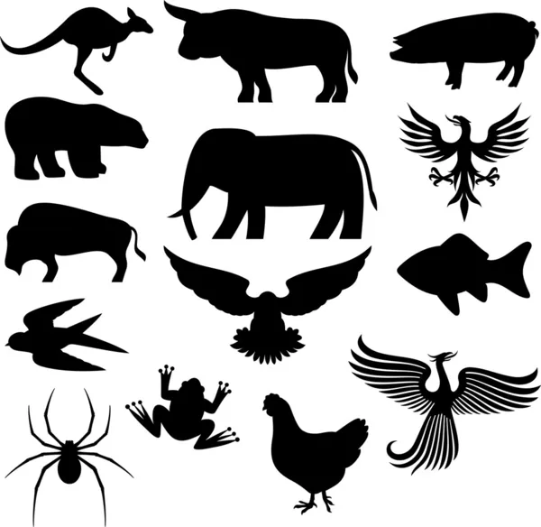 Silhouettes d'animaux — Image vectorielle