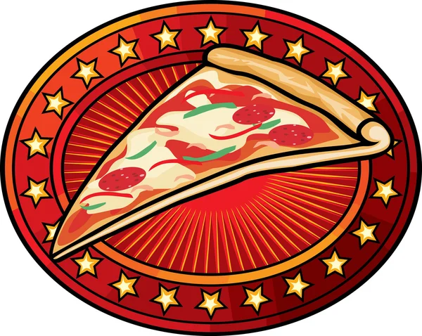 Diseño de etiqueta de pizzería — Vector de stock