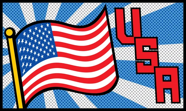 US-Flagge im Pop-Art-Stil — Stockvektor