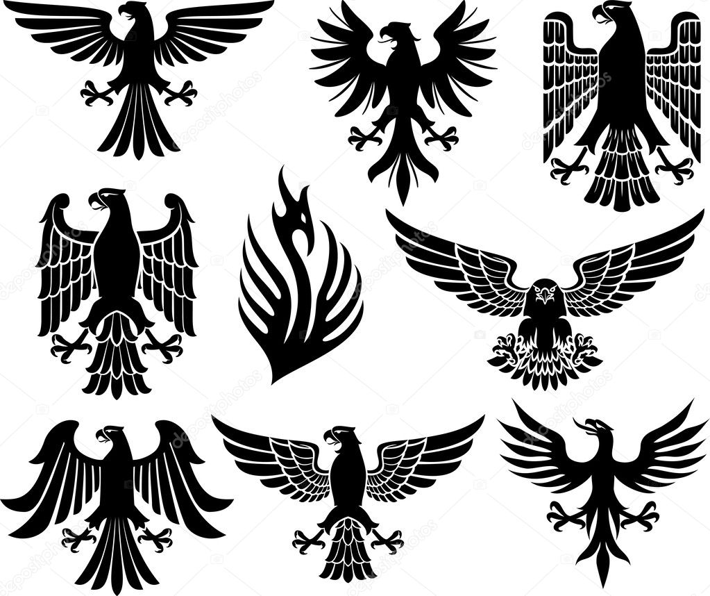 Heraldic eagle set
