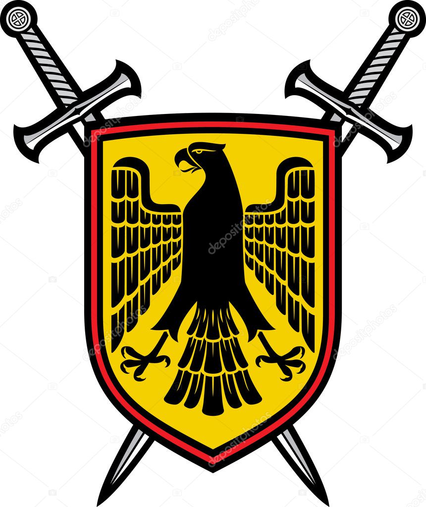 Eagle and crossed swords coat of arms