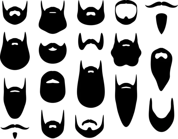 Conjunto de siluetas de barba — Vector de stock