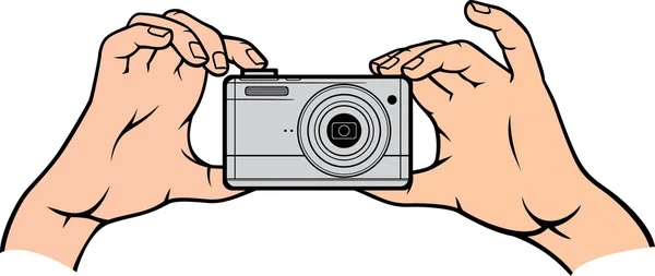 Câmera nas mãos — Vetor de Stock