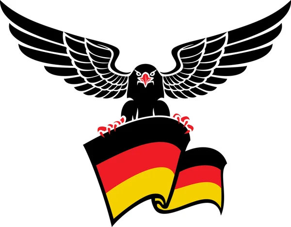 Schwarzer Adler mit der deutschen Fahne — Stockvektor