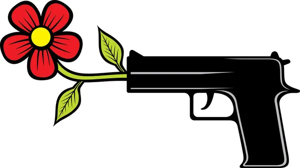 Le pistolet tire des fleurs — Image vectorielle