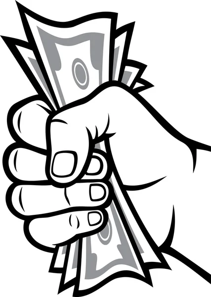 Pénz a kezét (kéz pénzzel, kezében bankjegyek ) — Stock Vector