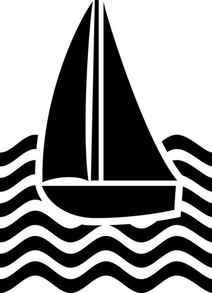 Stylized yacht sailboat symbol, sailboat icon
