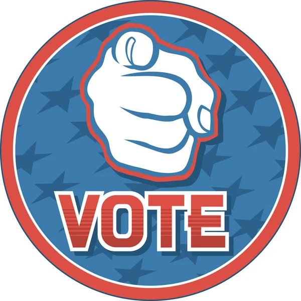 アメリカ合衆国選挙ピン (バッジのデザイン、指している手) — ストックベクタ