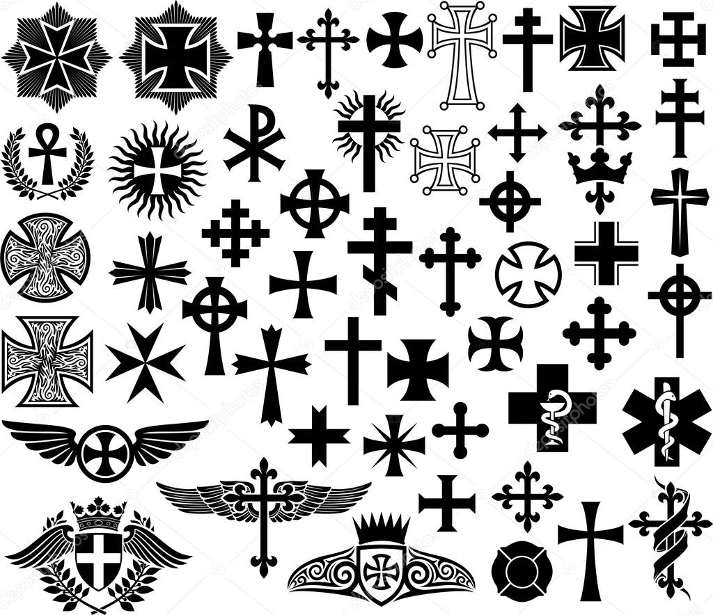 Big collection of vector isolated crosses
