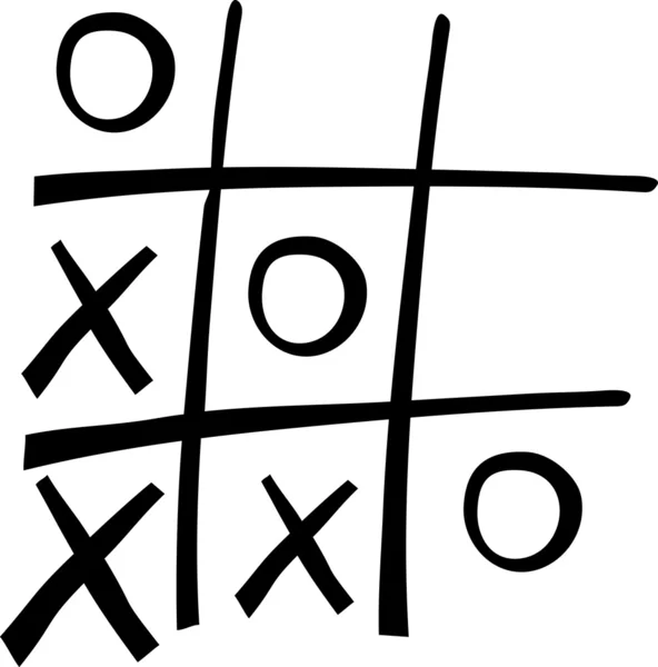 Dibujado a mano Tic Tac Toe Juego — Vector de stock