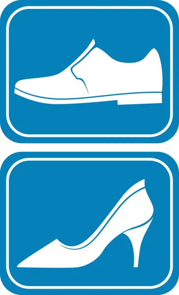 Toilet tanda dengan sepatu - Stok Vektor