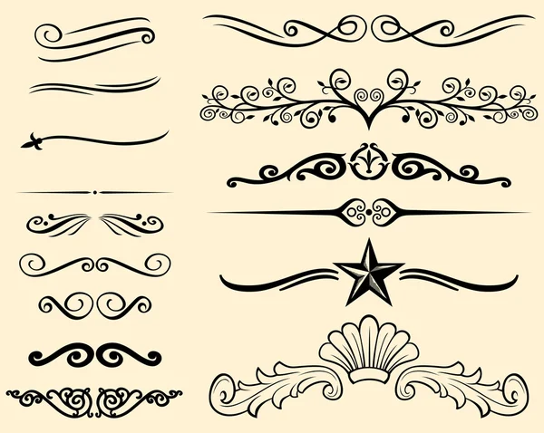 Conjunto vectorial de elementos decorativos (líneas decorativas) ) — Vector de stock