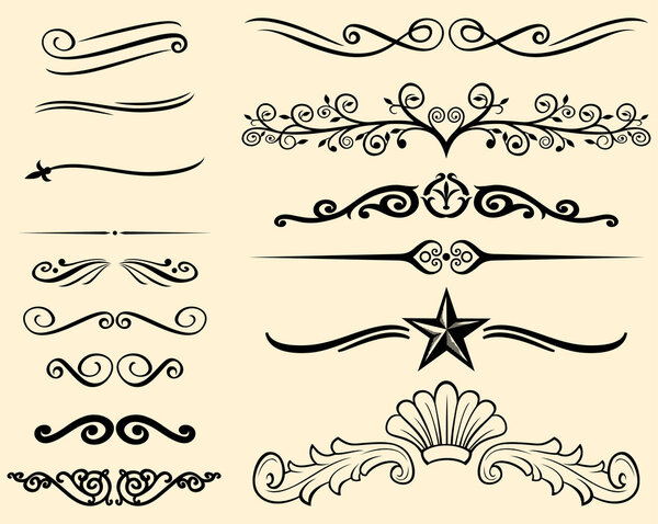 Vector set of decorative elements (decorative lines)