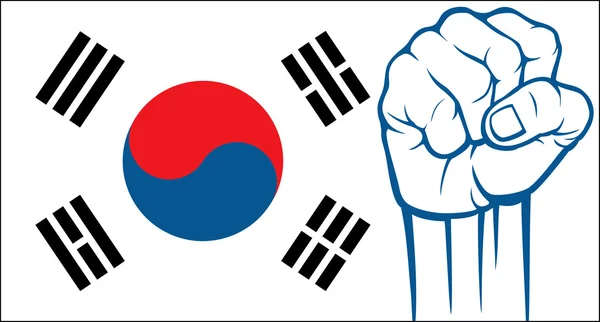 South korea fist (flag of south korea) — Stock Vector