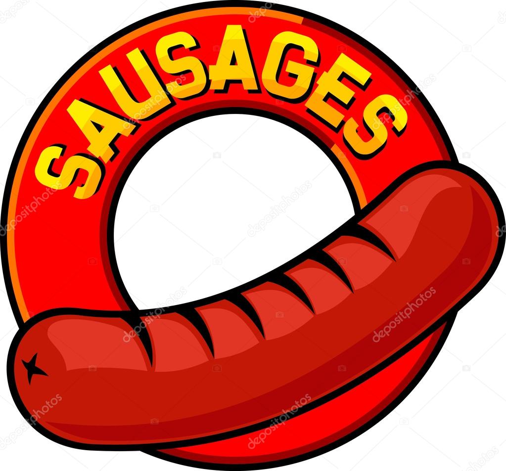 Sausages label (sausage sign, sausage symbol, sausage design)