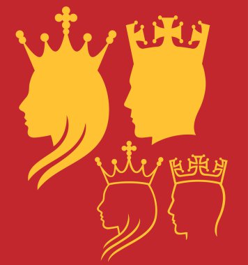 Profile silhouette of a princess and King clipart