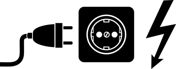 Plug- and -socket, bliksem pictogram — Stockvector