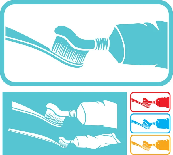 Escova de dentes e pasta de dentes — Vetor de Stock