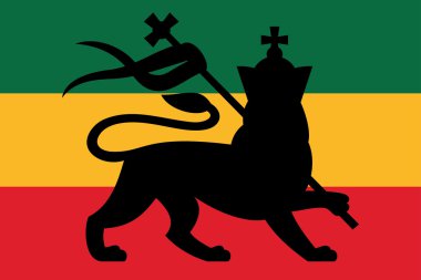 Aslan ile Rastafarian bayrağı