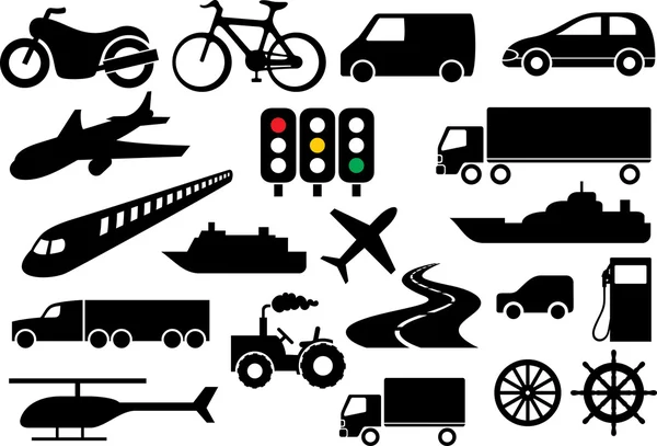 Ensemble icône de transport — Image vectorielle
