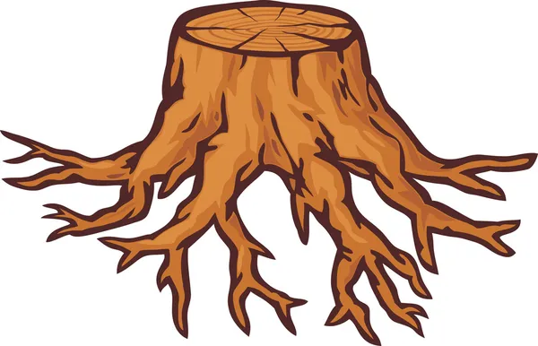 Vecchio tronco d'albero con radici — Vettoriale Stock