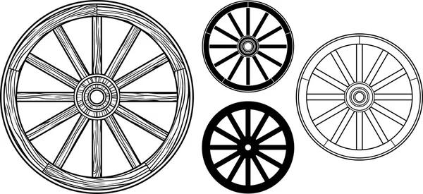 Old wooden wheel — Stock Vector