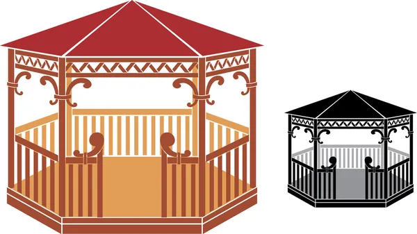 Wooden gazebo — Stock Vector