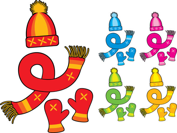 Knitted hat, scarf and gloves