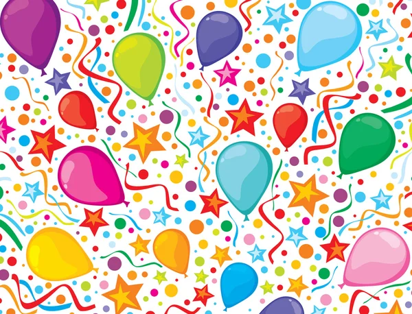 Fondo de cumpleaños con serpentinas de fiesta y confeti — Vector de stock