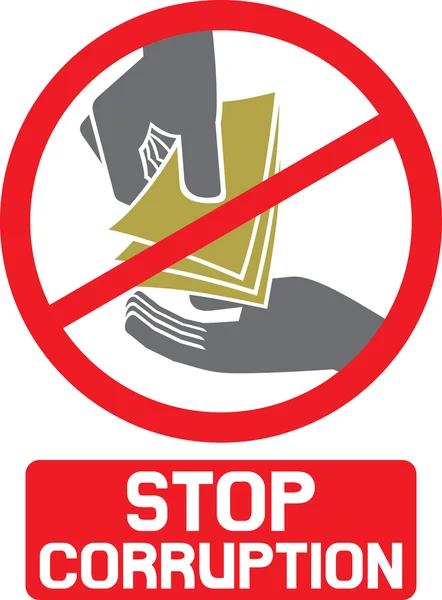 Stop corruption sign — Stock Vector