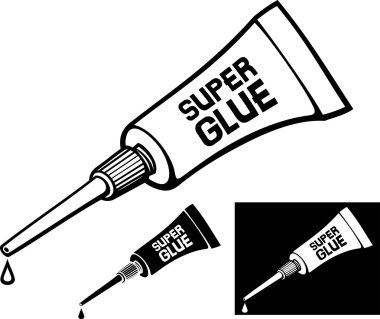 Metal tube of super glue clipart