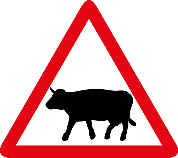 牛警告交通标志 — 图库矢量图片