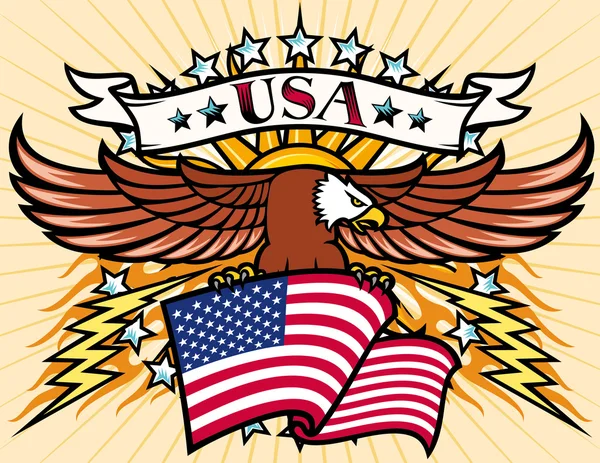 Flying eagle with USA flag — Stock Vector