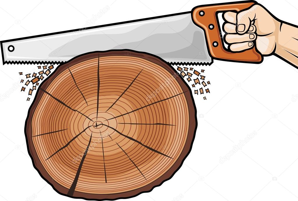 Cutting tree with hand saw