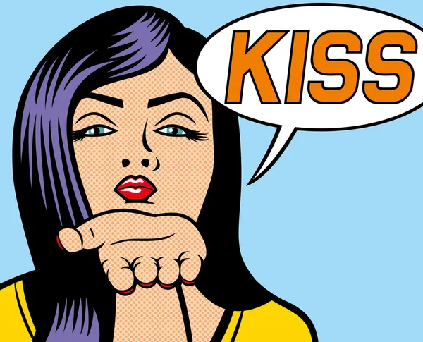 Egy nő csókot fúj — Stock Vector