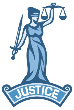 Justice statue label clipart