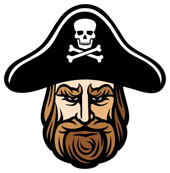 Testa di pirata con cappello pirata — Vettoriale Stock